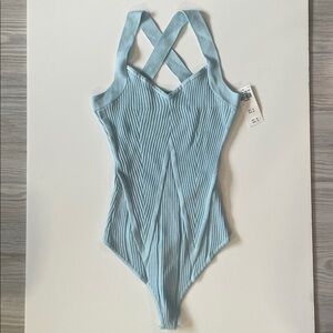 Abercrombie & Fitch Sky Blue Ribbed Bodysuit NWT Medium